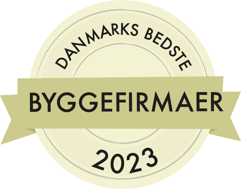 Badge med teksten Danmarks bedste byggefirmaer