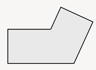 En illustration af et knæk / halvvinkel hus