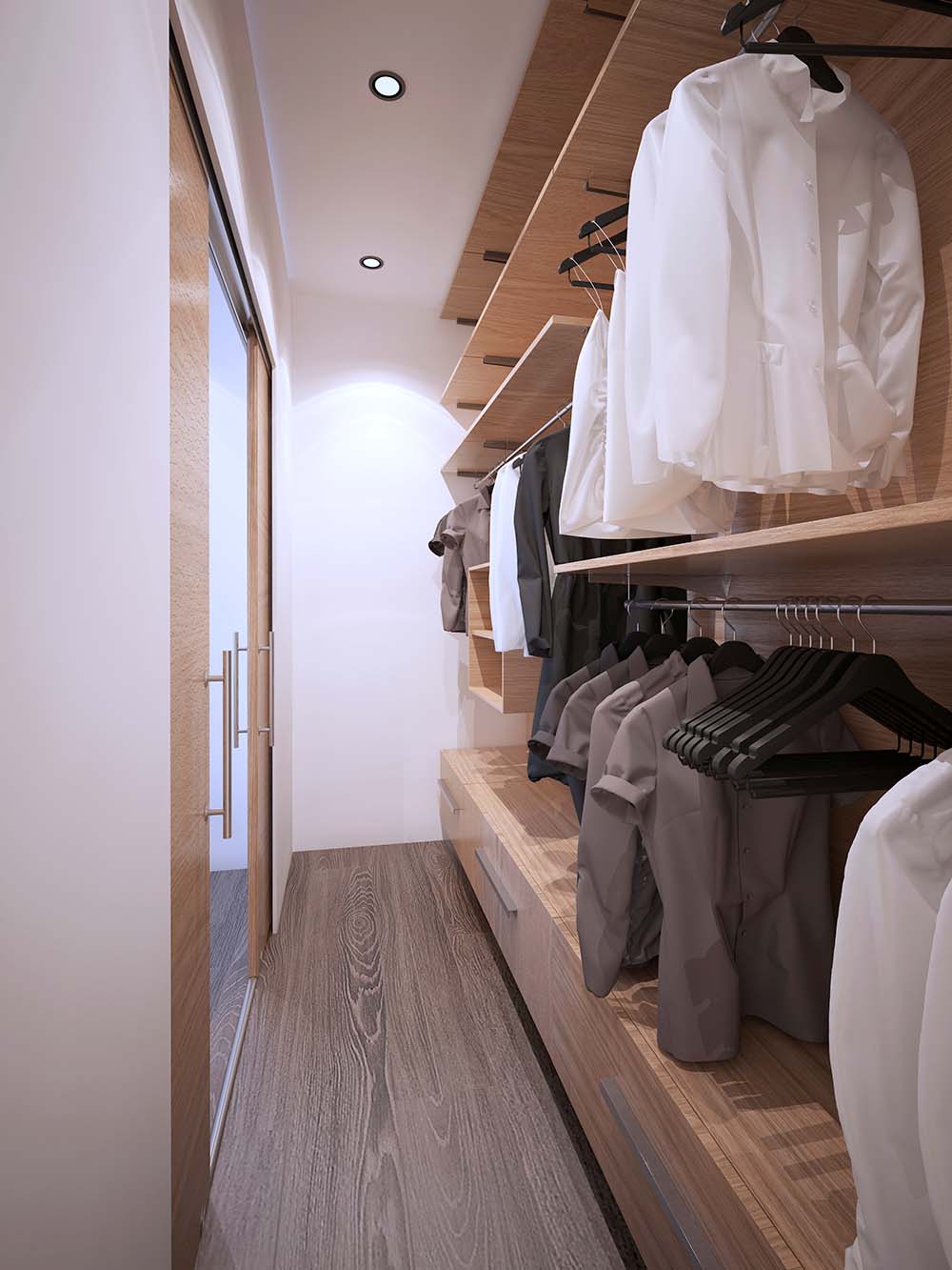 Stort walk-in-closet moderne stil