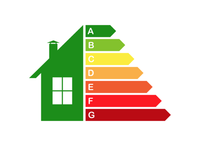 Et grønt hus der viser oversigten over de forskellige energiklasser.