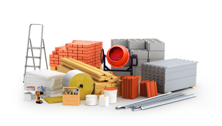 En masse af de mest anvendte materialer til byggeri samlet.